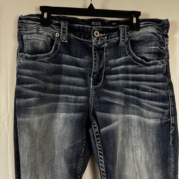 Buckle Black Men’s Straight Leg Jeans Waist 36R Inseam 28 Early Y2K Distressed - Picture 7 of 11
